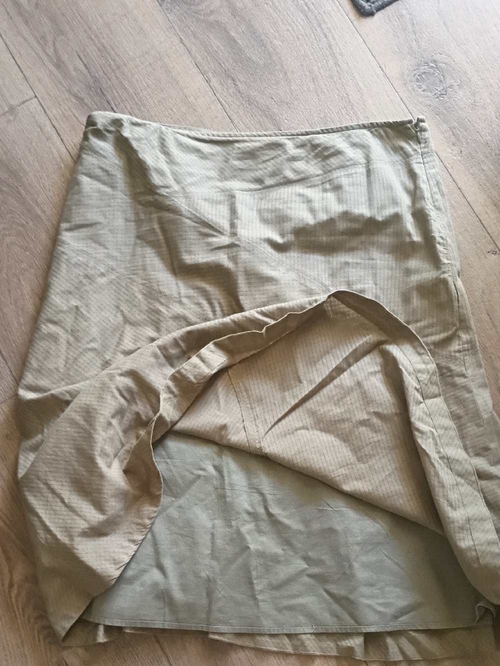 Cotton Lovely Lined Calvin Klein Olive Green Midi Skirt